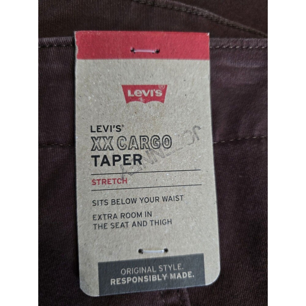 Levi’s XX Cargo Taper Pants Men's 32x30 Delicioso Brown Stretch Poplin Chino NEW - Picture 4 of 11